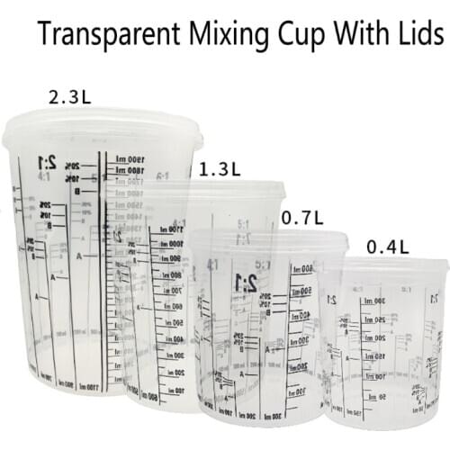 5Pcs Disposable Graduated Clear Plastic Paint Mixing Cups Calibrated Mixing Ratios Measuing Cups For Paint Resin Tools
