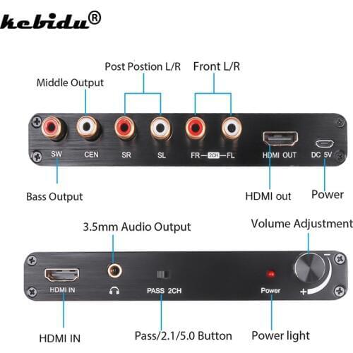 New Support 4K 3D 5.1CH HDMI-compatible Audio Extractor Decode Coaxial to RCA AC3/DST to 5.1 Amplifier Analog Converter For PS4