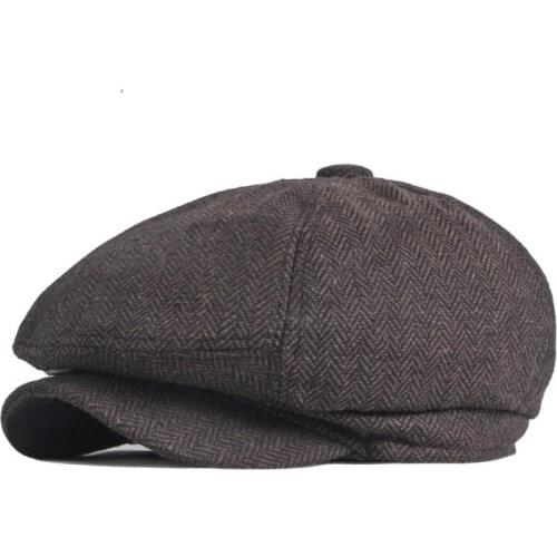 Retro Tweed Beret Hats Men Flat Peaked Herringbone Caps Women Outdoor Casual Painter Octagon Cap Vintage Newsboy Hat Gorras