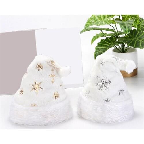 Christmas Santa Claus Hat Sequin Embroidery Snowflake Plush Christmas Hat Unisex Xmas Snowflake Cap For Holiday Decoration