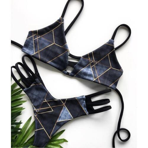 Sexy Bikinis Women Plaid Thong Swimwear Bandage Brazilian Bikini Set Swimsuit Swimming Bathing Suit Summer Beach Wear Bathers