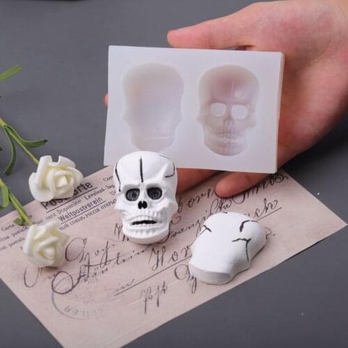3D Skull Shape Big Size Silicone Molds for Halloween Ornament DIY Supplies Props DIY Halloween Aromatherapy Making Mold