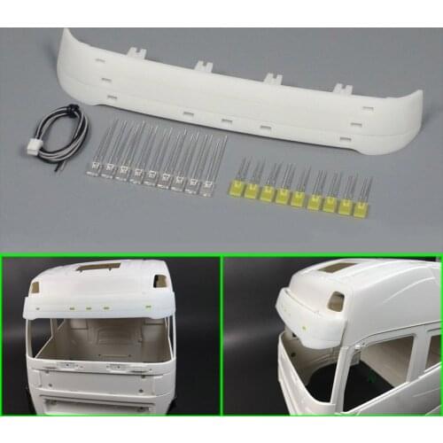 Sun Visor with Light for 1/14 Tamiya RC Truck Trailer Tipper Volvo FH16 750 56360 Car Diy Parts