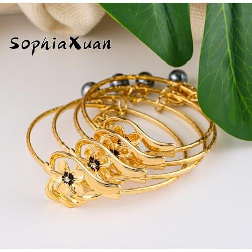 SophiaXuan Hawaiian Trendy Love Heart Bangle Fashion Samoa Marshall Jewelry Flower Pearl Bracelets Bracelet Wholesale for Women