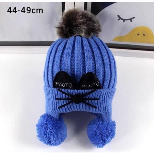 Keep Warm Cute Hat For Childrens Autumn Winter Knitting Thick Hats for Boys Girls Cat Beard Pattern Casual Caps Nice Gifts 2021