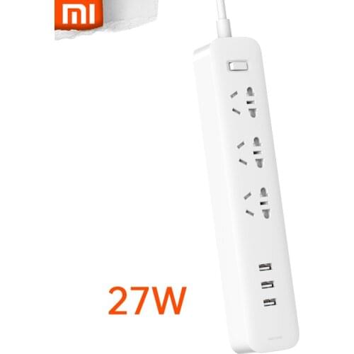 Xiaomi 27W Power Strip MJCXB02QM For Phone Pad Quick Charging QC3.0 1 USB (15W/27W) 3 USB (21W) 6 AC (3x5) 100-250V Multi-Safe