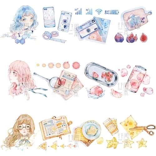 Vintage Journal Girl Washi Tapes Bullet Journal Masking Tape Adhesive Tape DIY Scrapbooking Washi Stickers