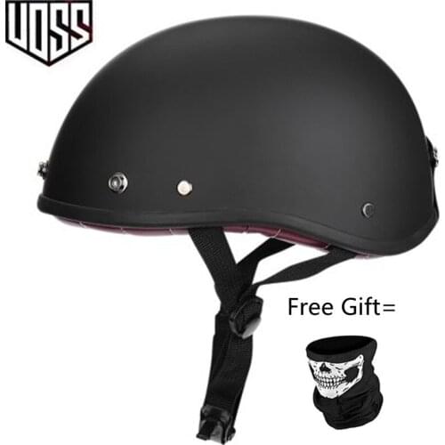 Half Face Vintage Motorcycle Helmet Retro German Kask,Cafe Racer,Scooter,Cruiser,Chopper,Matte black,EPS lining,DOT approved