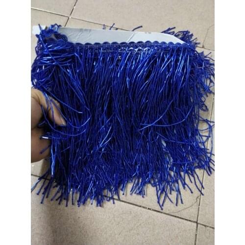 BZL-10191 blue color new 5yards long tube beads ribbon tassel fringe for decoration dress/fashion designer