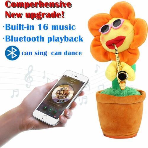 1PC Enchanting Sunflower Musical Toys Funny Dancing Toy For Child Plush Flower Toy With Electronic Bluetooth