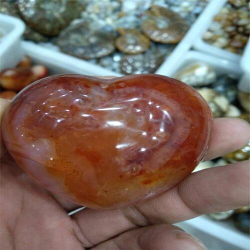 150g Natural Red Agate Crystal Heart shape Natural Texture Shape Massage Healing