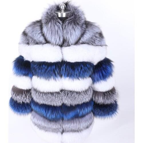 2019 fashion new style Real fox coat Slim round neck Winter womens natural fur jacket Coat vest girl leather