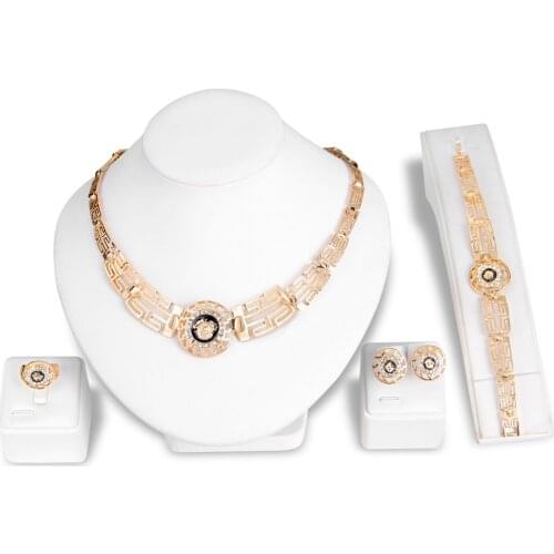 4pcs Golden lion head Bracelet Ring Necklace Set African Costume Necklace Set Party Fashion