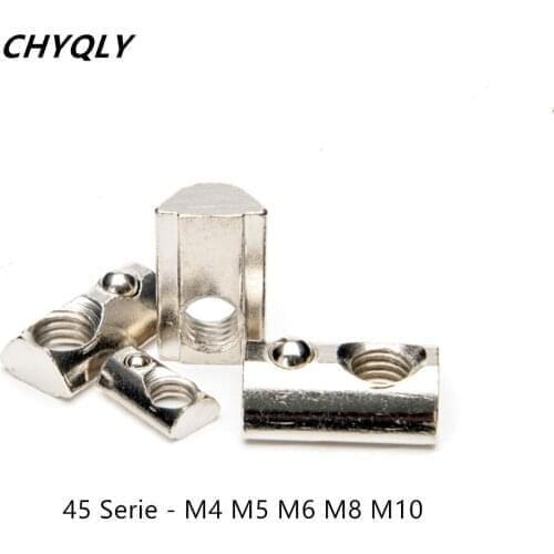 50pcs 45-M4 M5 M6 M8 M10 T Spring Nuts Half Round Elasticity Spring Nut Block for 4545 Serie Aluminium Profile