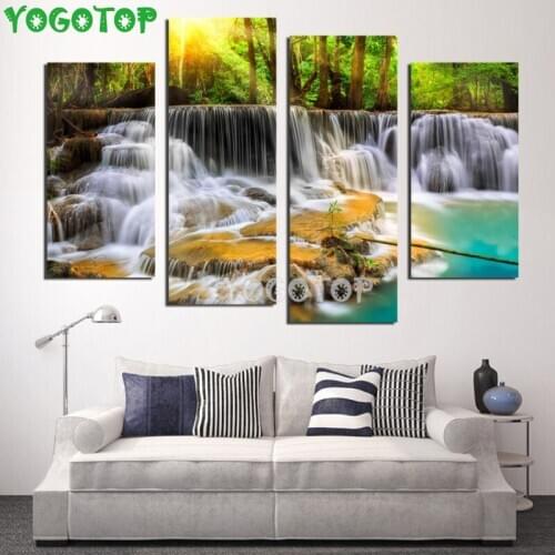 5d diy Diamond Painting Forest Waterfall 4 pcs set Full square round daimonds Rhinestone Embroidery 3d mosaic landscape,ML1441