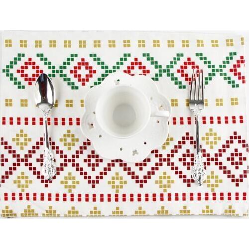 American fashion print fabric cotton linen placemat heat insulation mat dining table mat kids table Napkin fabric placemats