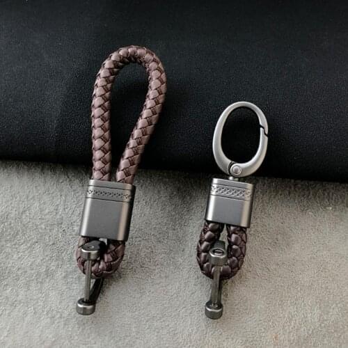 Car Metal Keychain Vachette Clasp Knitting PU Lanyard Car Keyring Key Holder Auto Accessories