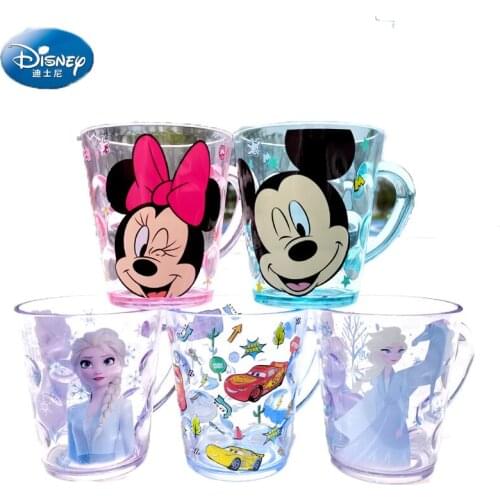 Disney Mickey Minnie Frozen 2 Princess Elsa Milk Cup AS Crystal Cups Kids Toothglass Cartoon Pixar Mermaid Cup Children Toy