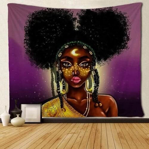Black Girl Afro African American Wall Hanging Tapestries for Living Room Bedroom Dorm Decor