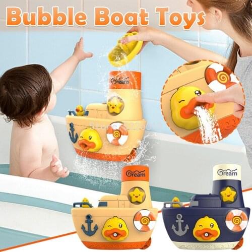 Baby Bath Toy A Set Yellow Duck Pirate Ship Model Suction Cup Game Bathroom Shower Water Paly Faucet Water Spray Toys For Kids
