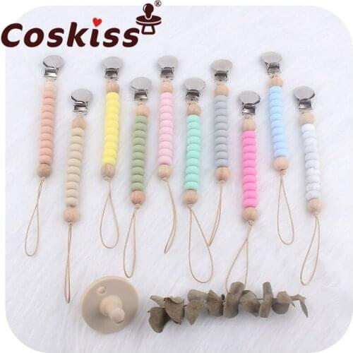 Coskiss Baby Pacifier Clip Stainless Steel Baby Teether Creative Comfort Silicone Abacus Beads Pacifier Anti-drop Chain