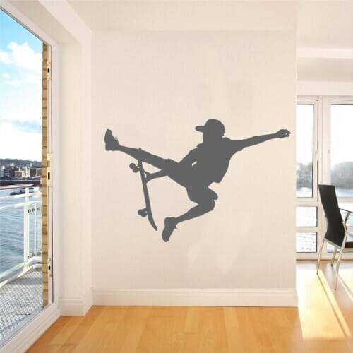 Kick Flip Skate Board Tricks Wall Art Skateboard- Sports Sticker for Home And BedRoom Decoration Removable A002479