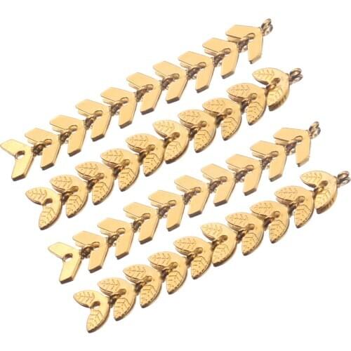 10pcs Stainless Steel Connectors Earring Airplane Leaf Chain Charms Gold for DIY Hand Made Earring Beads for Jewelry Making