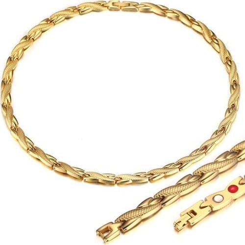 Magnetic Necklaces Health Energy Chain Stainless Steel for Women Men Arthritis FIR Bio Energy Healing Power Therapy Medical