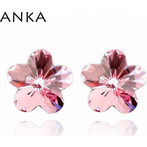 ANKA Cute Crystal Sakura Flower Piercing Earrings Stud 10MM Women Girls Gifts Crystals from Austria originales #79259