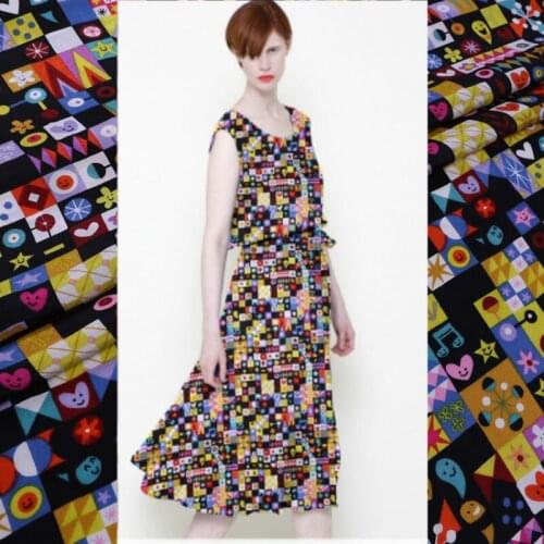 Cartoon Little Flowers Crepe De Chine 100% Mulberry Silk Dress Shirt Fabric Summer Cloth Per Meter Home Textile Sewing Material