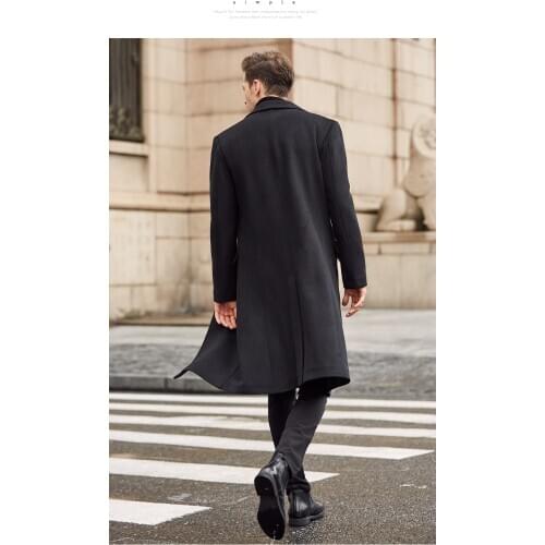 Men Wool Coat Winter Warm Long Windproof Parka Mens Single Button Wool Blend Jacket Male Overcoat abrigo hombre LX2515