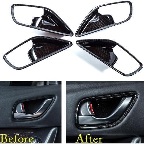 Car Inner Door Handle Bowl Cover Trim Carbon Fiber Color For Mazda 6 Atenza 2017