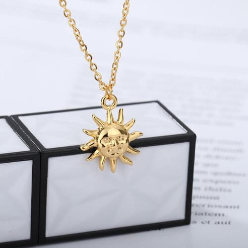 Shiny Sun flower Pendant Necklaces Collar Gold Chain Necklace Flower Choker Necklace for Women mom Couple Jewelry Gifts