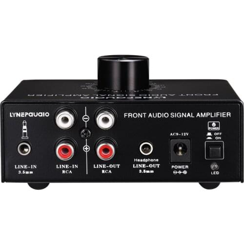 Front stereo signal amplifier, headphone, speaker amplifier, with volume control, dual audio source, lossless