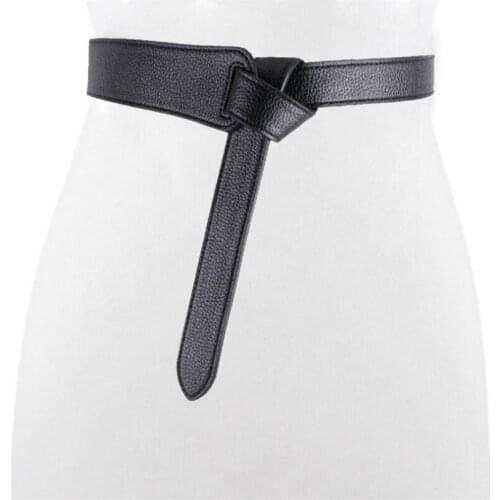 Luxury Female Belt For Women Red Bow Design Thin Pu Leather Jeans Girdles Loop Strap Belts Bownot Brown Dress Coat Accessories