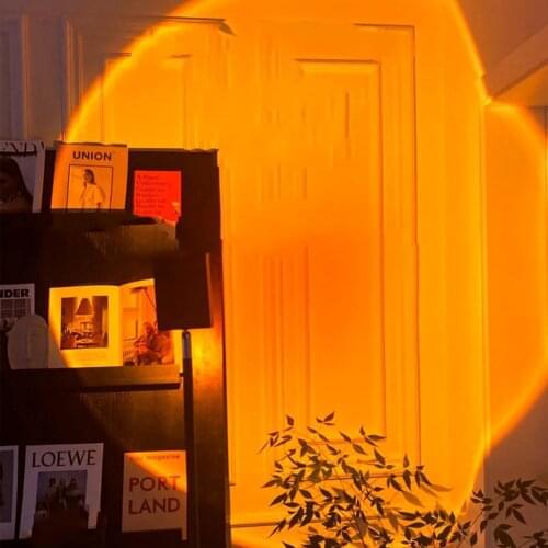 2021 USB Button Rainbow Sunset Projector Atmosphere Led Night Light Home Coffe Shop Background Wall Decoration Colorful Lamp