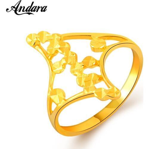 Simple Design Fashion Cocktail Rings 24k Gold Vacuum Plating For Women Vintage Gold Filled Ring Anel Jewelry JR081