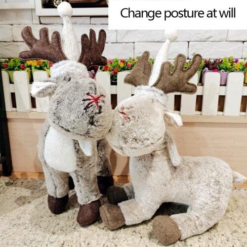 Christmas Party Big Mouth Elk Change Shape At Will Plush Elk Doll Home Scene Decoration Gift Christmas Doll