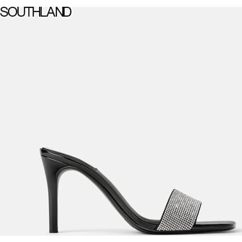 SOUTHLAND Water Diamond High Heeled Shoes Sexy Peep toe Crystal Sandals For Women Sexy Night Club Slides Blingling