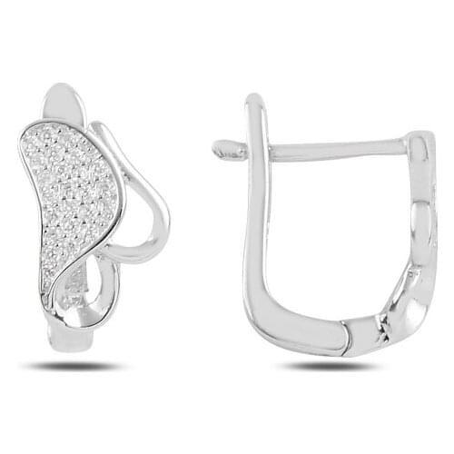 Silver 925 Sterling Zircon Cubic Zirconia J Earrings