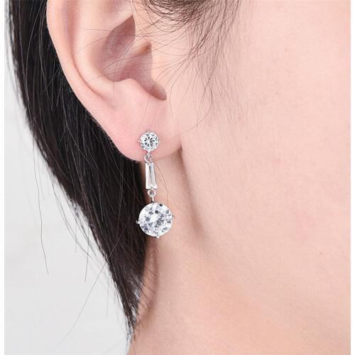 Silver Needle Earrings Green Copper Imitation Allergy Jewelry Wedding Bridal Party Jewelry Dress Up