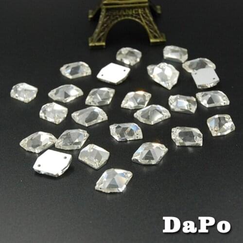 Wholesale 21x27mm,21x26mm,17x14mm,11x14mm Sew On Glass RhineStones Flatback 2 Holes Crystal Stone Crystal Clear SF0163-SF0167