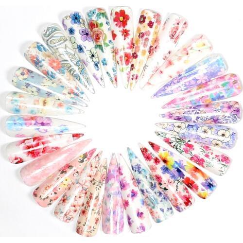 Nail foil stickers set Thermal transfer nail stickers colorful laser star paper 50Pcs/set Nail Foil 4*20cm Nail Art Sticker,JK44
