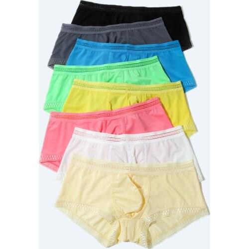 Mens Underwear Boxers Large Size Mens Panties Ice Silk Mens Shorts Low-Rise U Pouch Men Underwear Mens Translucent Underwear