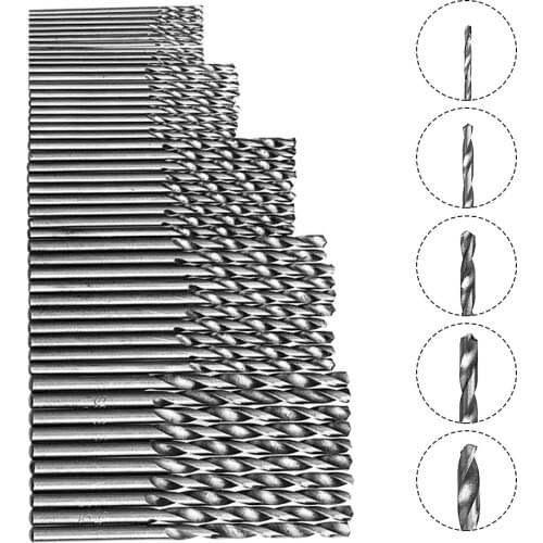 DIYWORK High Speed Steel Drill Bits 1/1.5/2/2.5/3mm HSS 4241 Titanium Coated Drill Power Tool Accessories 50 Pcs