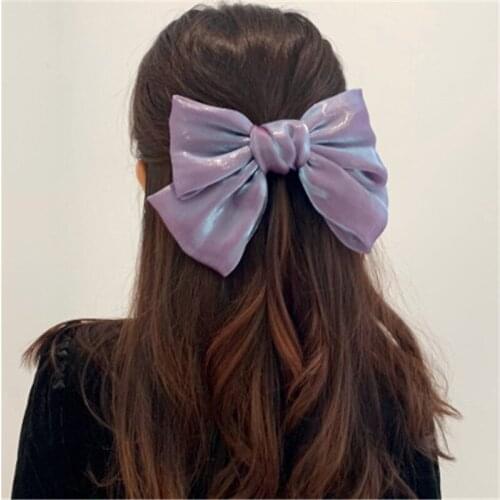 French pearly satin bow hairpin College girl Issue card Broken head Headwear For Women New