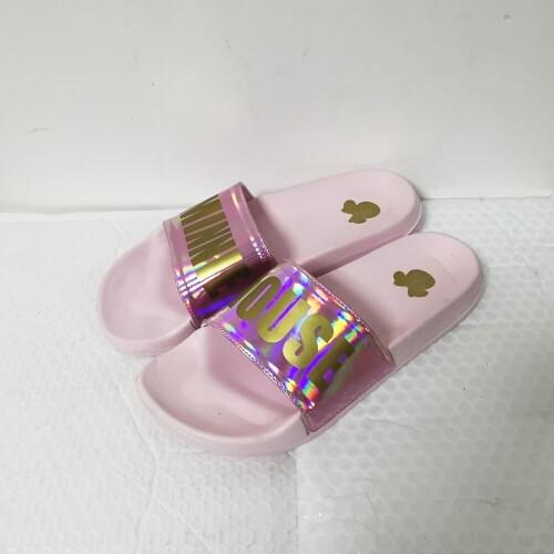 Ladies Mules Laser PU Leather Sliders Colorful Sandals Neon Slippers Indoor Shoes For Women Size EU 37 38 39 40 41