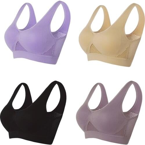 Plus Size Women Sports Running Bra Hollow Out Bralette Sexy Push Up Bra Without Frame Bones Vest Female Pitted Wireless Tube Top