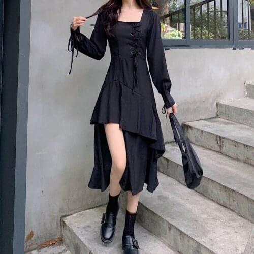 2021 New Spring Dress Large Size Design Sense Medium Temperament With Thin Waist And Long Sleeve Irregular Vfemage Vestido Oodji