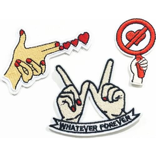 1Pcs Cute Fingers Love Embroidery Sew On Patches Sewn Applique Badge Craft Embroidered Women DIY For Clothes Trousers Sticker